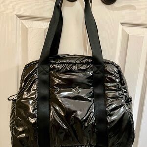 Isaac Mizrahi Shiny Black Puffy Bag Purse